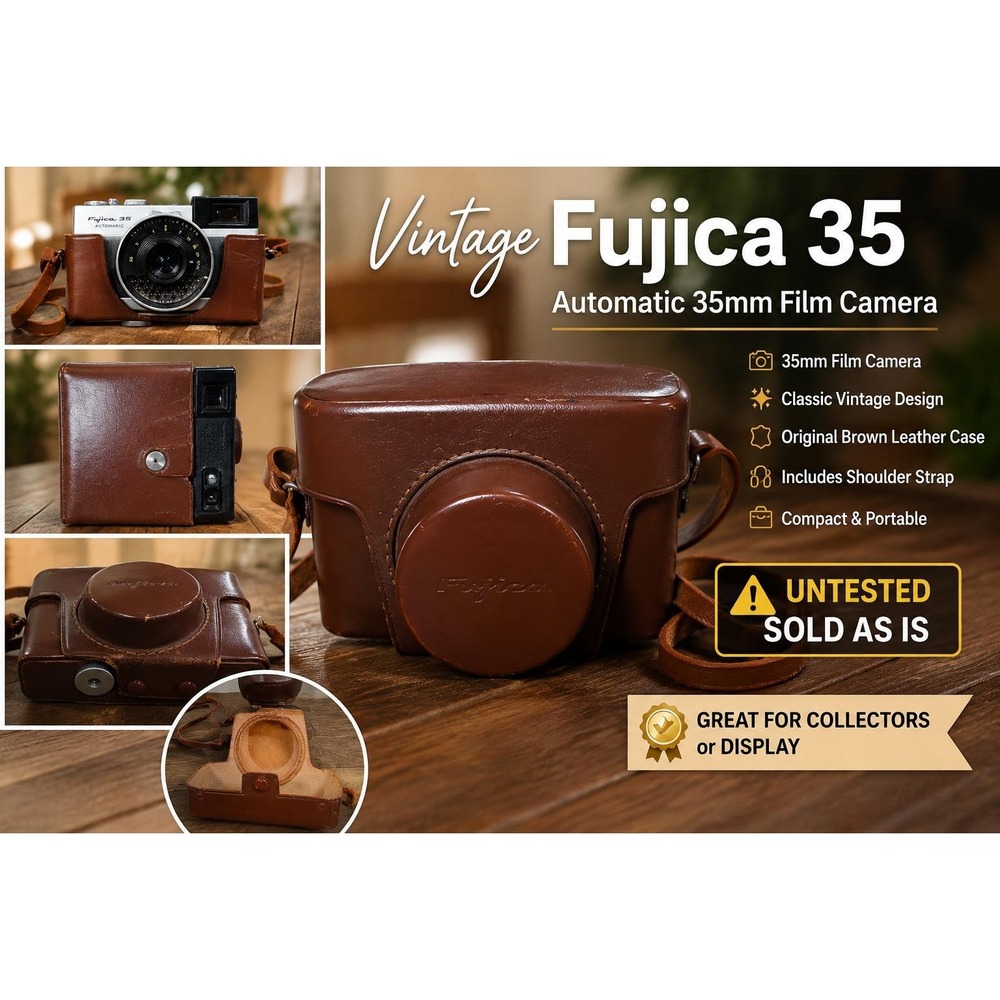 Fujica 35 Automatic 35mm Film Camera w/ Original Case Untested As-Is